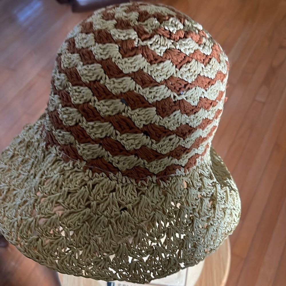 Daniele Meucci Vintage Woven Tan and Brown Women's Hat - Picture 6 of 8